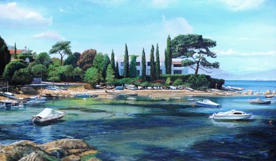 Villa and Boats, South of France by Trevor Neal